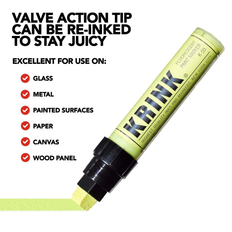 KRINK K55 Fluorescent Waterbased 30ml Marker - Yellow - Image 4
